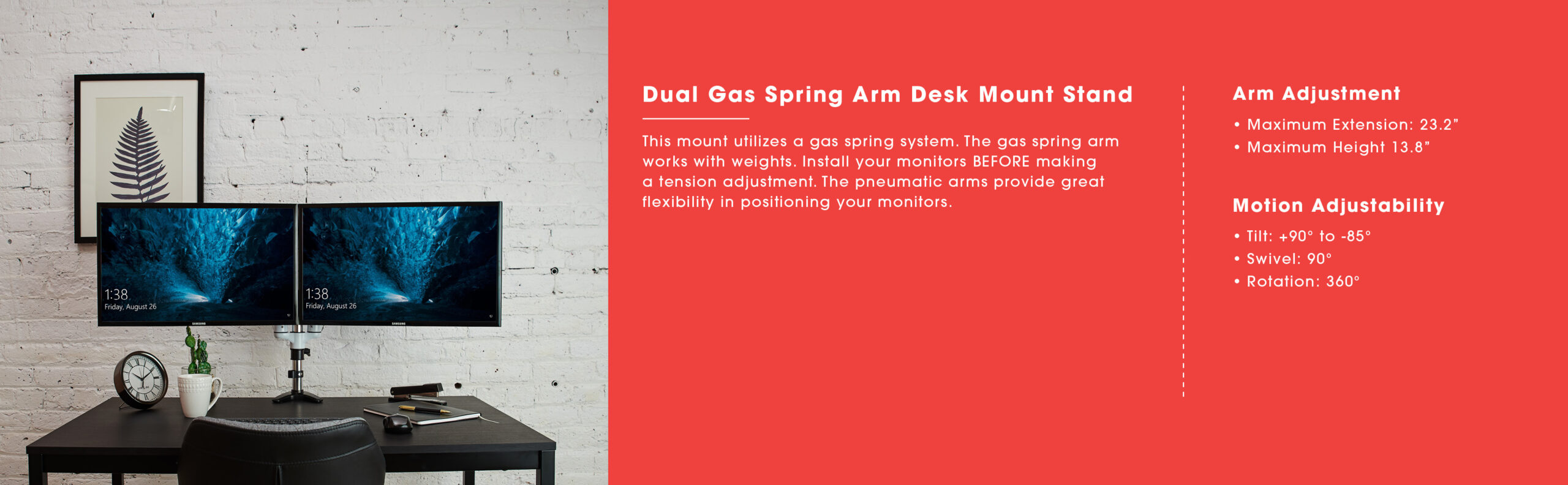 Extra-Tall Dual Spring Arm Adjustable Monitor Desk Mount – Mount-It!